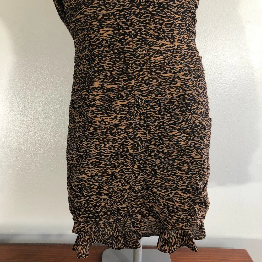 Ted Baker Wyatte Animal Print V-Neck Balloon Sleeve Ruched Bodycon Mini … - Picture 9 of 11